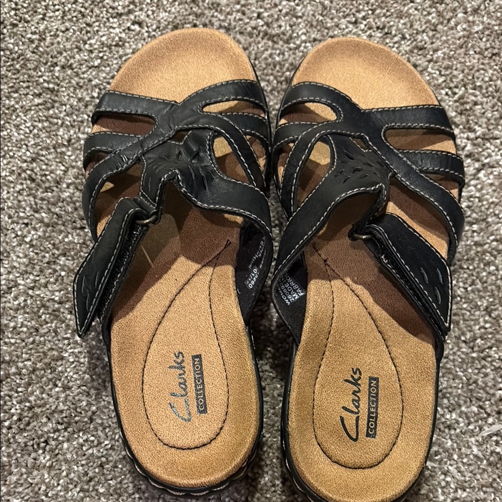 Clarks Black Strappy Sandals